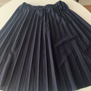 Navy Blue Pleated Midi Skirt